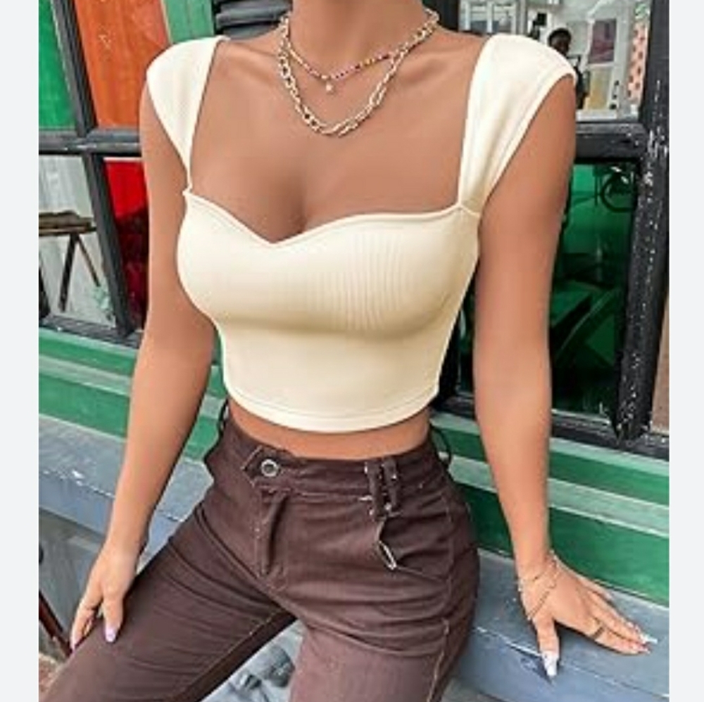 NWT SIMKHAI Abia Cropped Ribbed Top size M